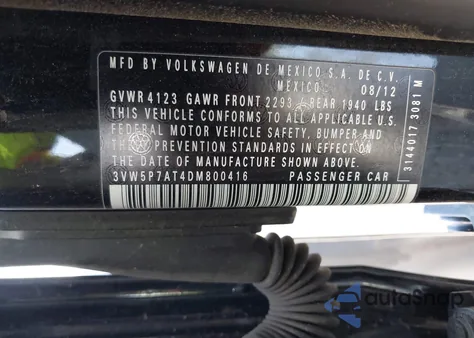 2013 Volkswagen Beetle 2.5L from USA, damaged, VIN 3VW5P7AT4DM800416